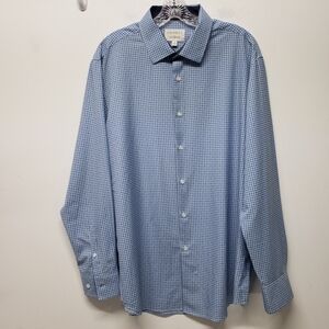 Con.Struct Button Up LS Shirt XL Gingham Check 4 Way Stretch Preppy Performance